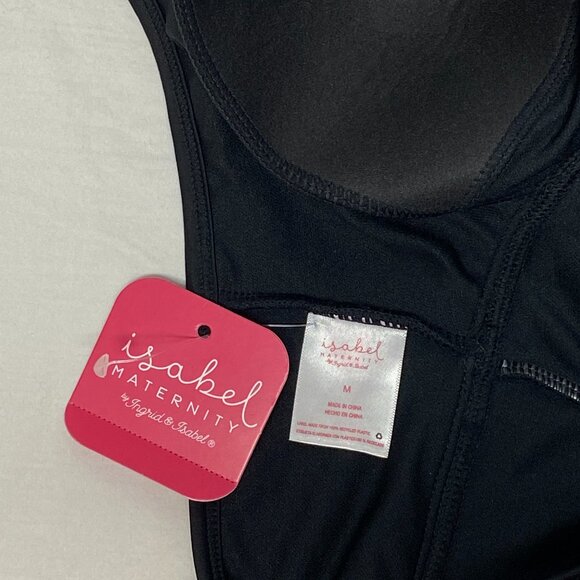 Flounce Ruffle V-Neck One Piece Maternity Swimsuit by Ingrid & Isabel Black NWT - Picture 10 of 11